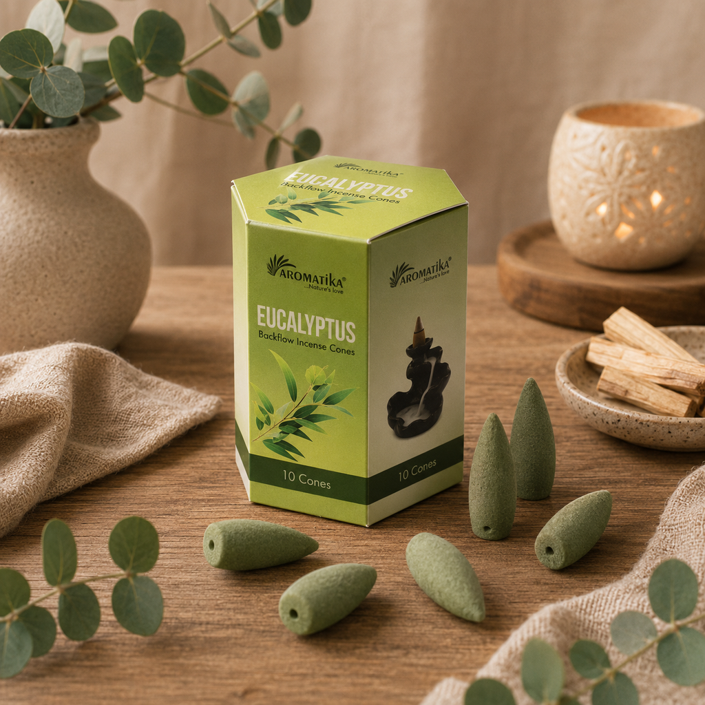 Eucalyptus Masala Backflow Incense Cones - Pack of 10
