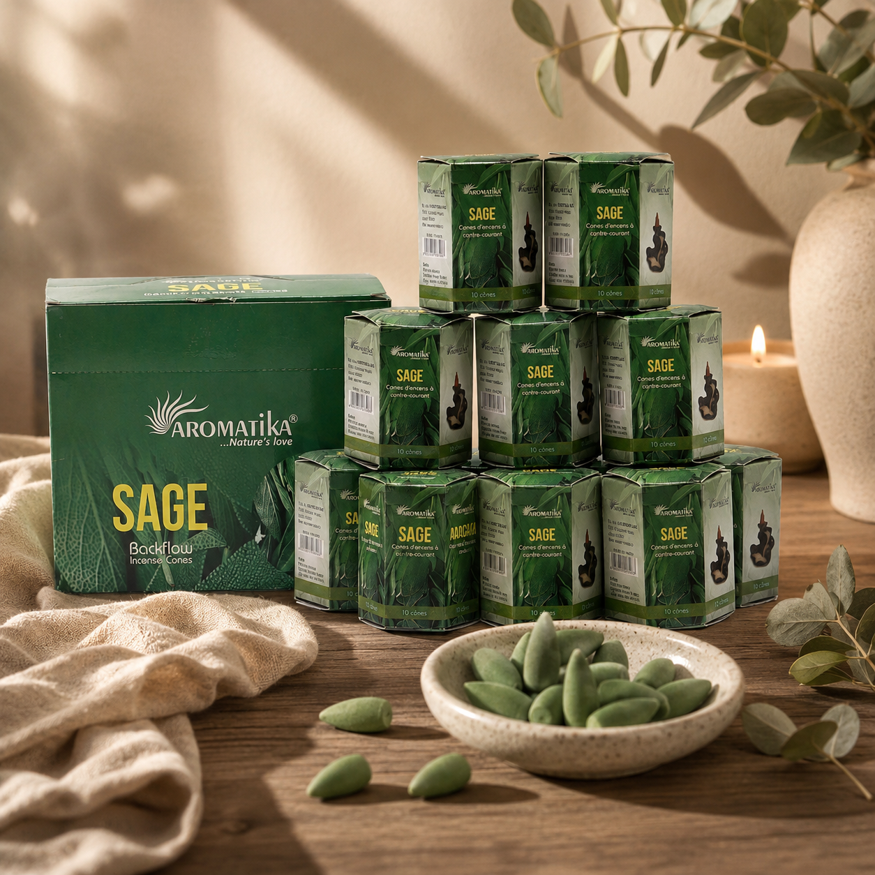 Sage Masala Backflow Incense Cones - Pack of 10
