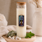 Cleansing Magic Spell Candle - White Jasper with Sage and Peppermint