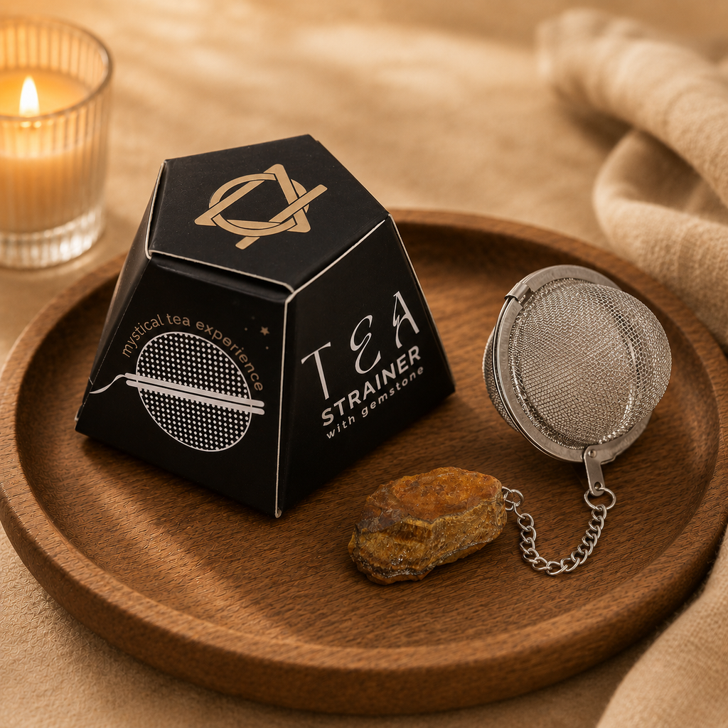 Gold Tiger’s Eye Raw Gemstone Tea Strainer