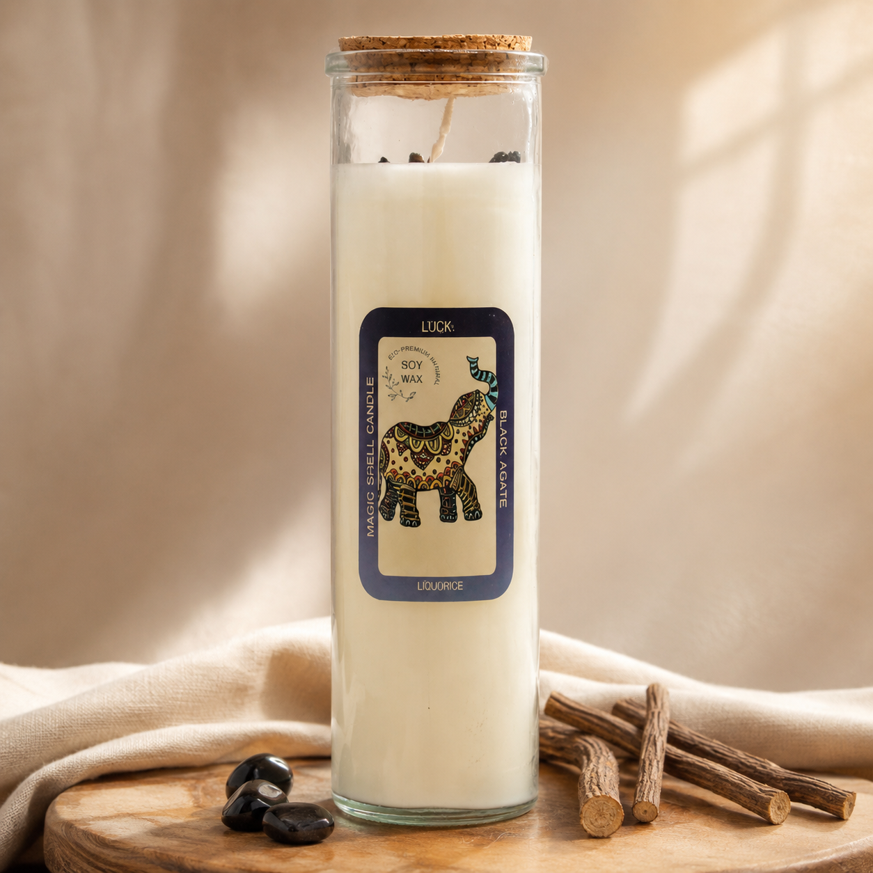 Luck Magic Spell Candle - Black Agate and Liquorice