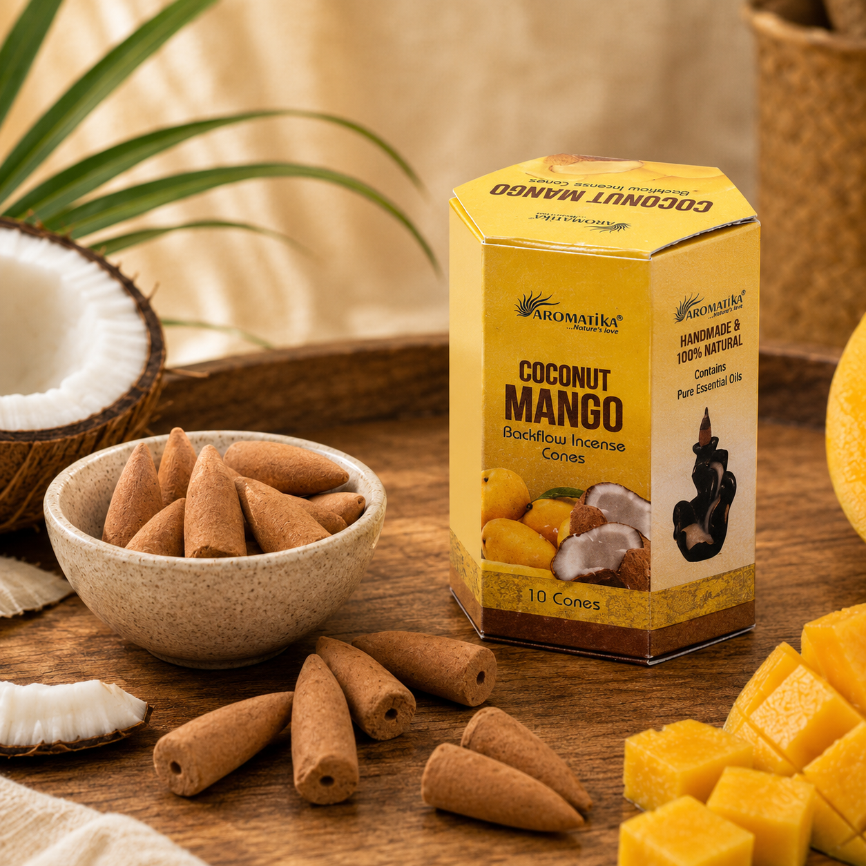 Coconut And Mango Masala Backflow Incense Cones - Pack of 10