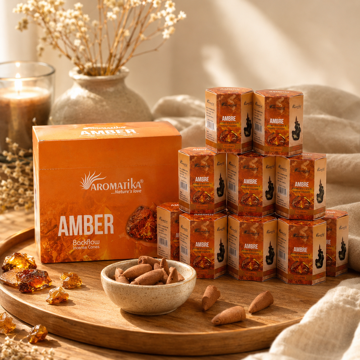 Amber Masala Backflow Incense Cones - Pack of 10