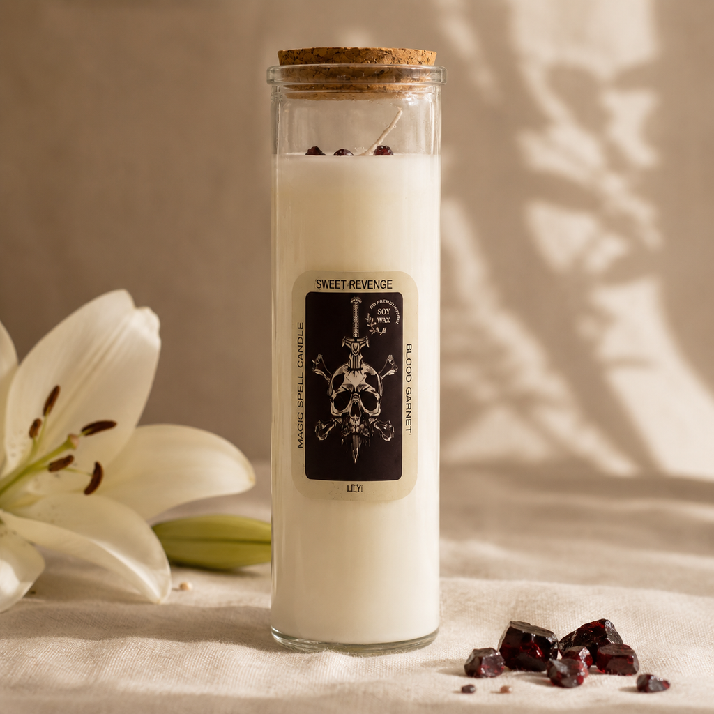 Sweet Revenge Magic Spell Candle - Blood Garnet and Lily