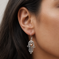 Gold And Silver Hamsa Drop Earrings