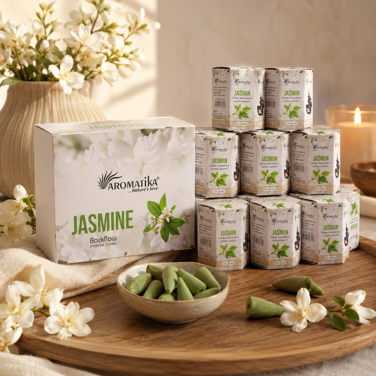 Jasmine Masala Backflow Incense Cones - Pack of 10