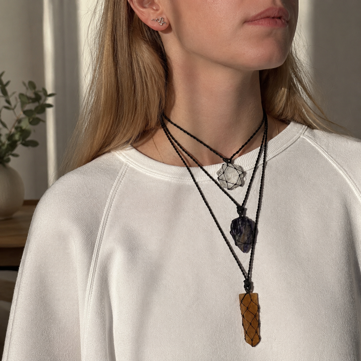 White Howlite Laced Hexagon Gemstone Pendant