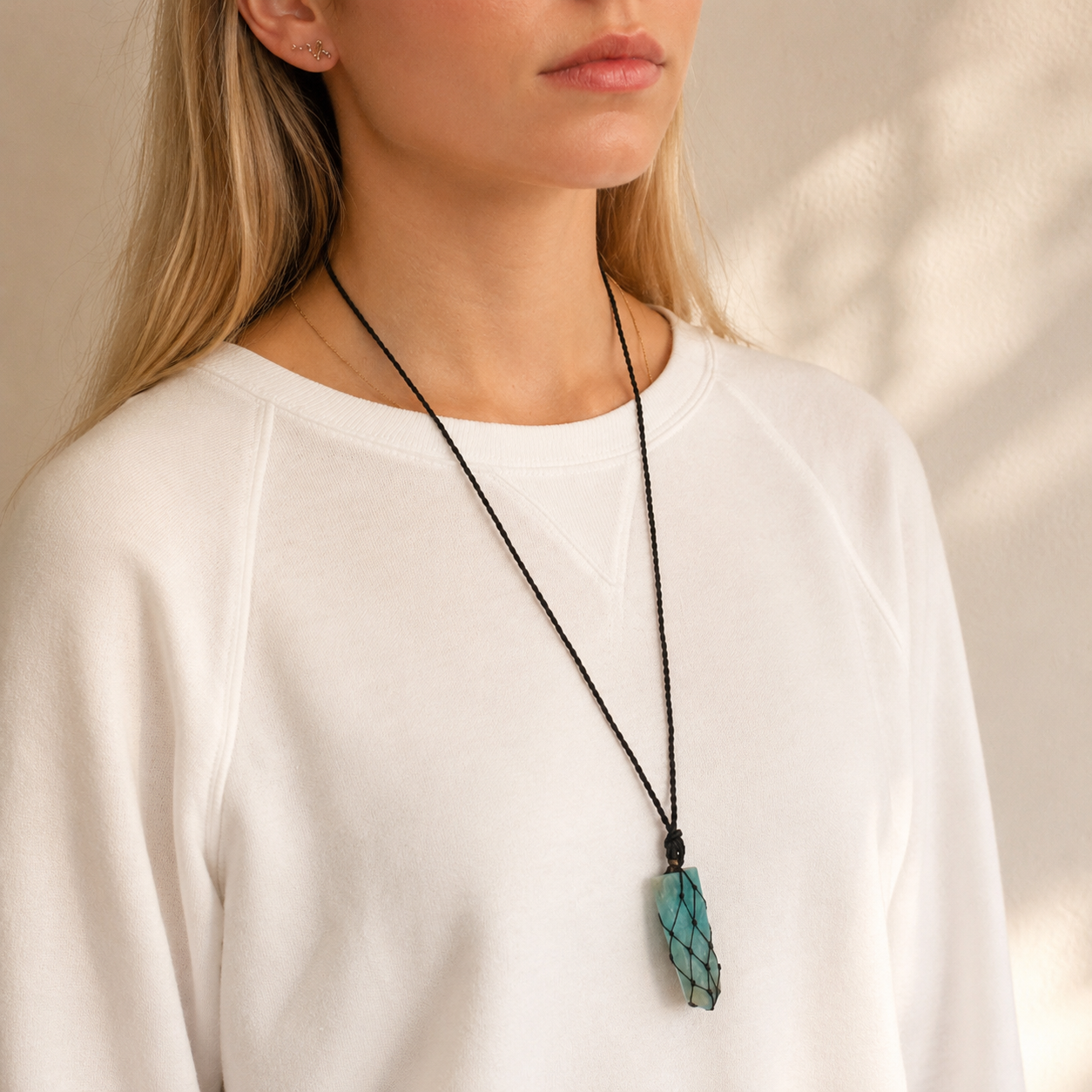 Amazonite Laced Gemstone Flat Point Pendant