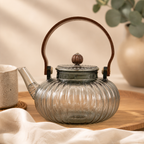 Charcoal Ribbed Pearl Glass Infuser Teapot - 950ml