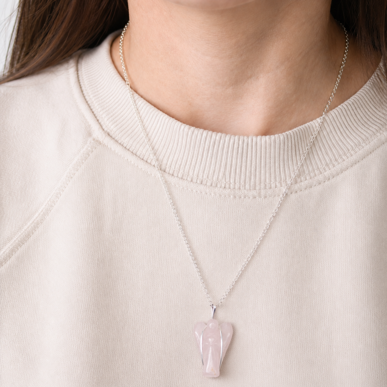 Rose Quartz Guardian Angel Gemstone Pendant