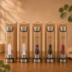 Rejuvenating Rose Quartz Crystal Infused Glass Water Bottle - Obelisk