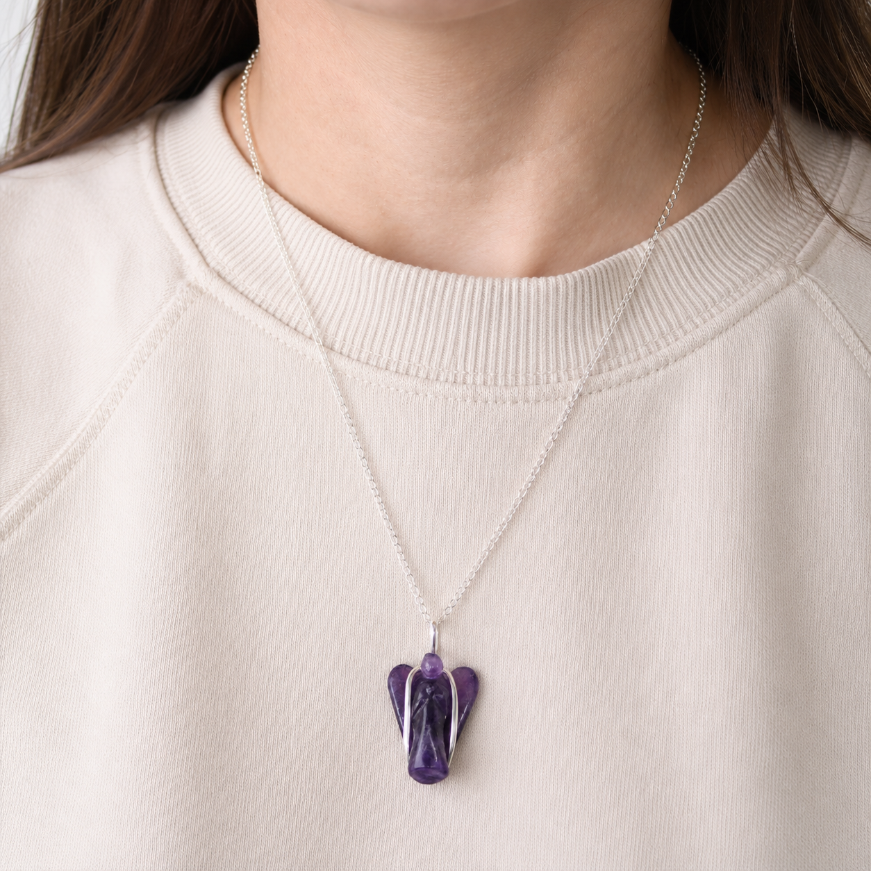 Amethyst Guardian Angel Gemstone Pendant