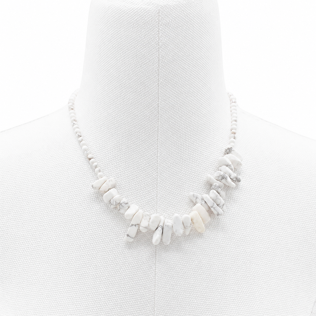 White Jasper Longstone Gem Necklace