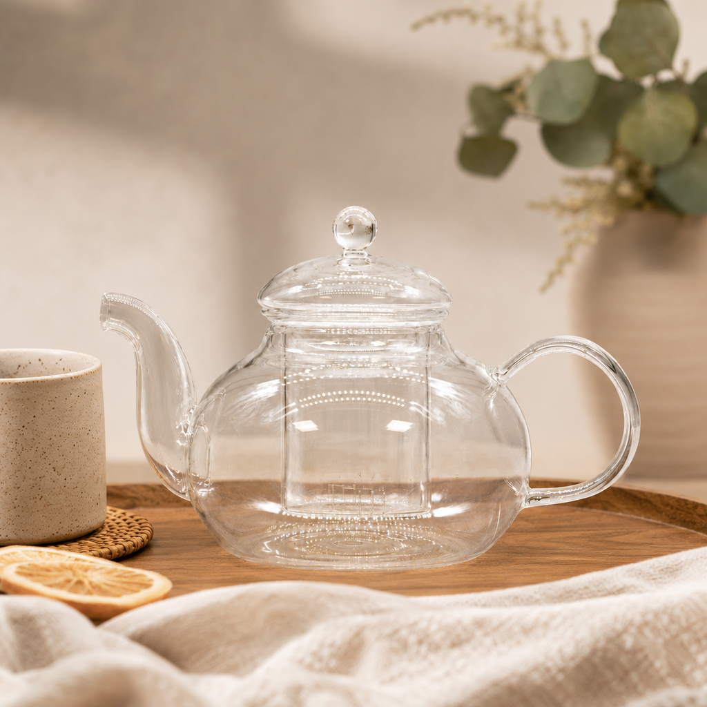 Round Pearl Glass Infuser Teapot - 800ml