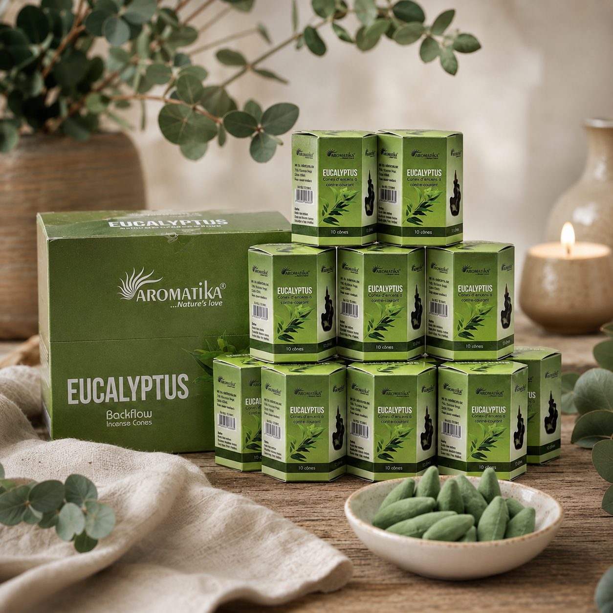Eucalyptus Masala Backflow Incense Cones - Pack of 10