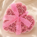 Set of 24 Soap Flower Heart Box - Pink Roses