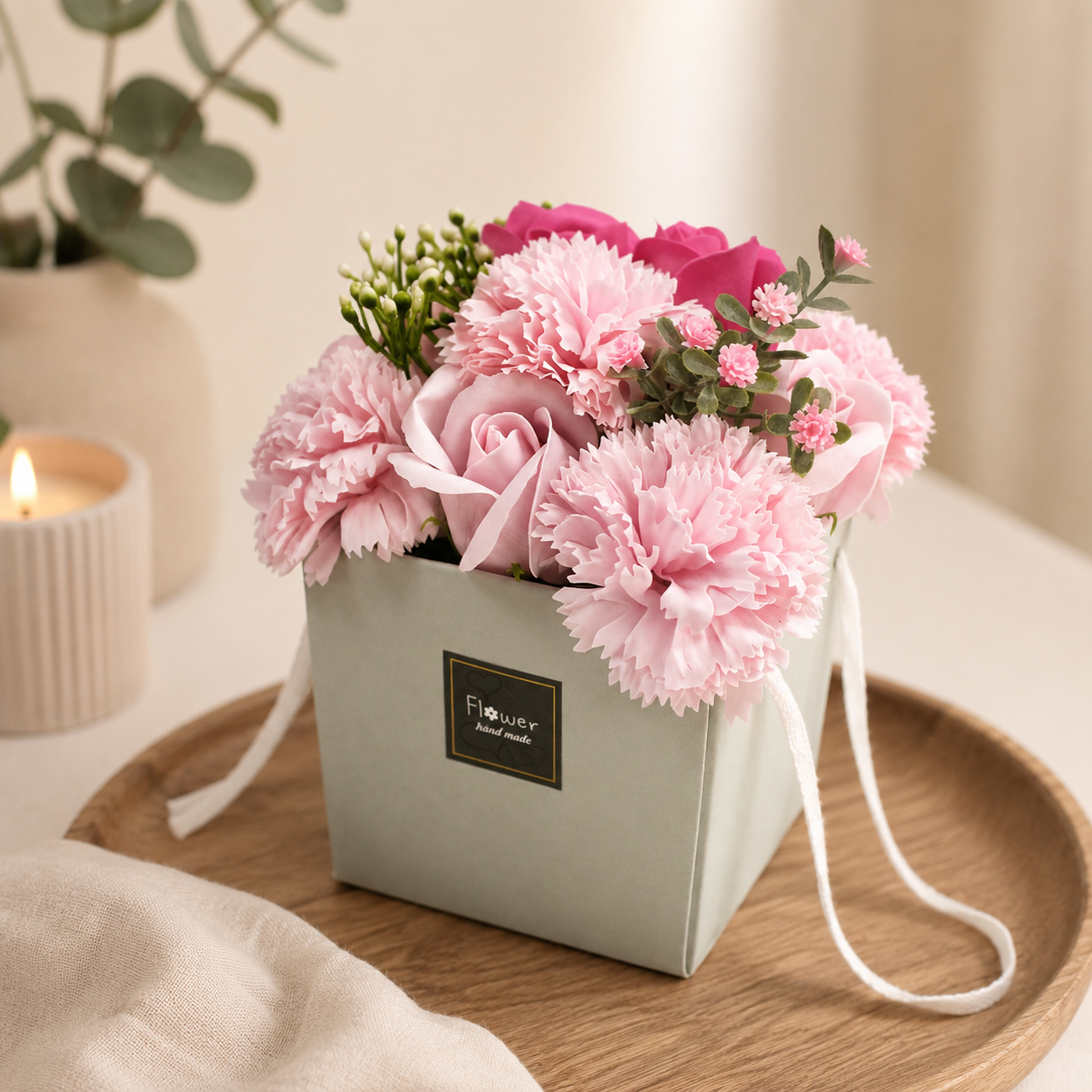 Soap Flower Bouquet - Pink Rose & Carnation