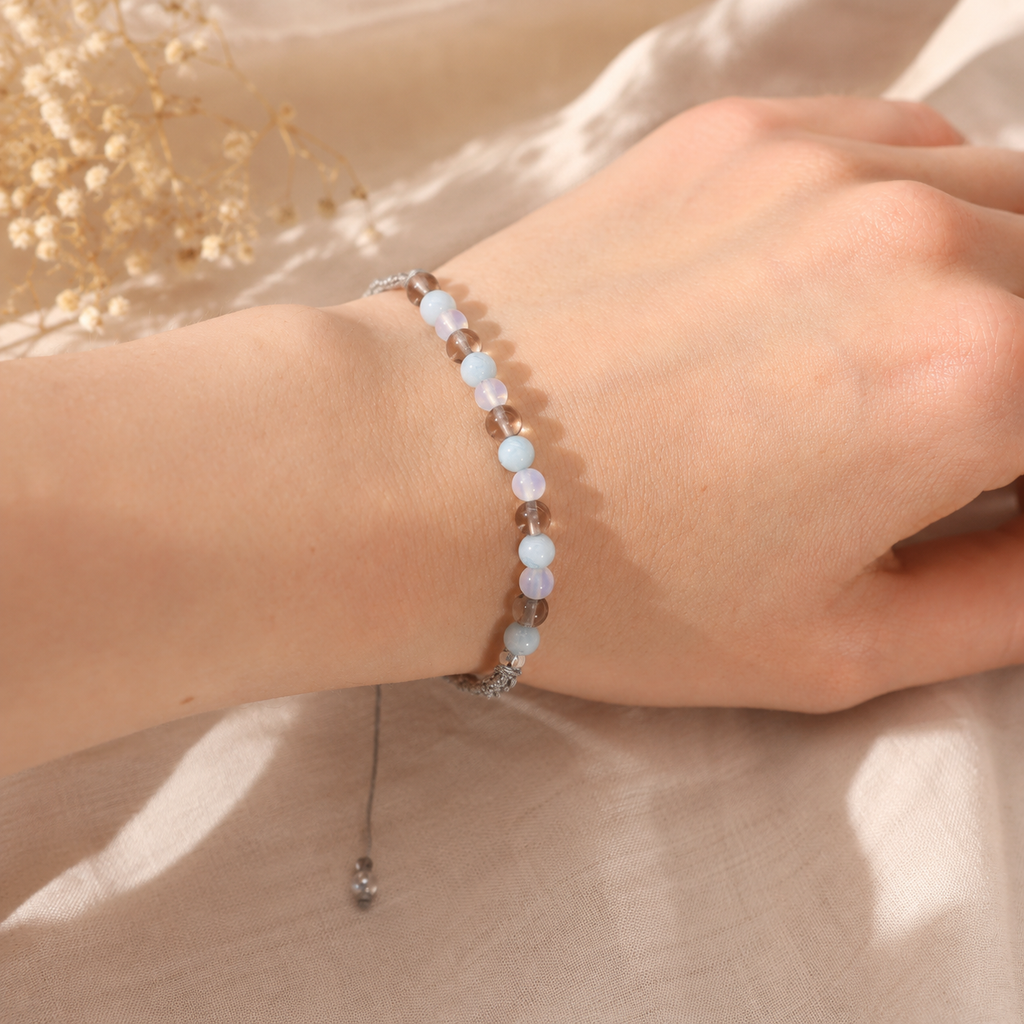Zodiac Crystal Candle with Gemstone Bracelet - Cancer