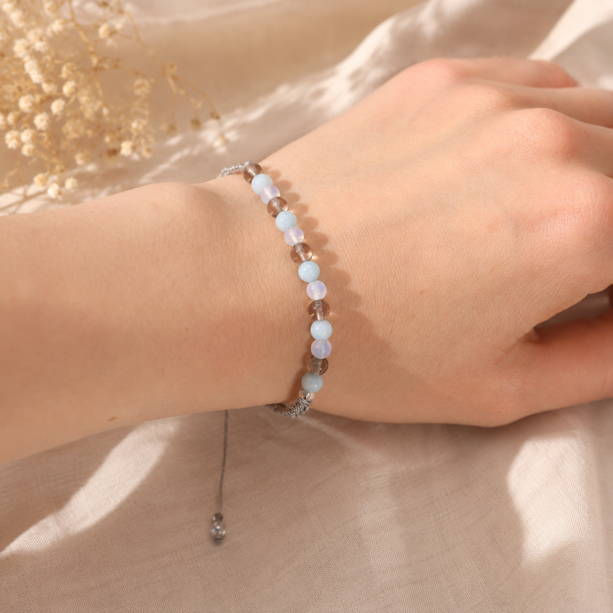 Zodiac Crystal Candle with Gemstone Bracelet - Cancer