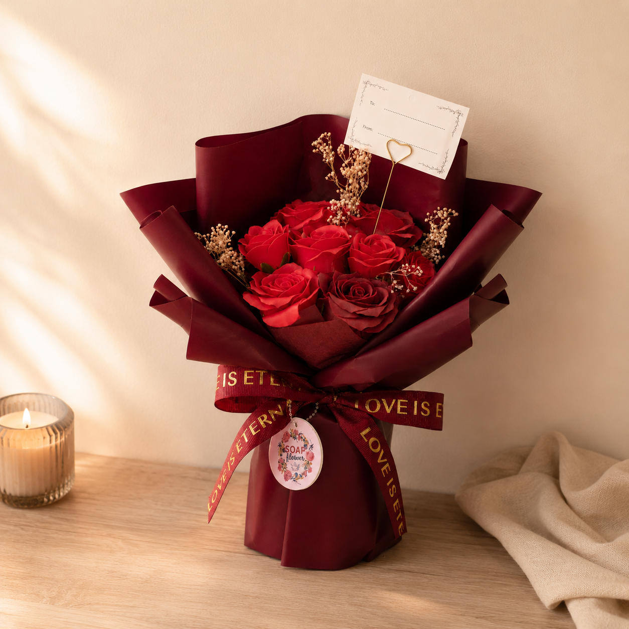 Large Red Roses Bouquet - Love is Eternal -  Gift Card