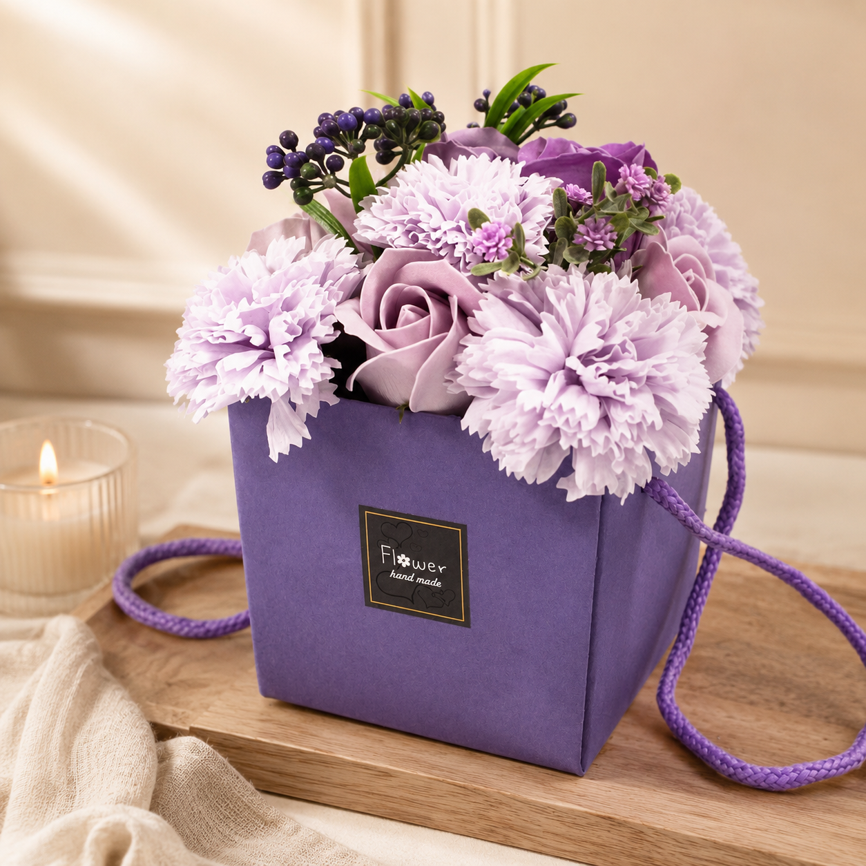 Soap Flower Bouquet - Lavender Rose & Carnation