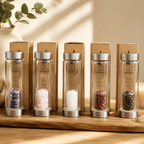 Rejuvenating Rose Quartz Crystal Infused Glass Water Bottle - Chips