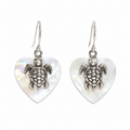 Mother of Pearl Sea Turtle Shell Earrings - 925 Silver