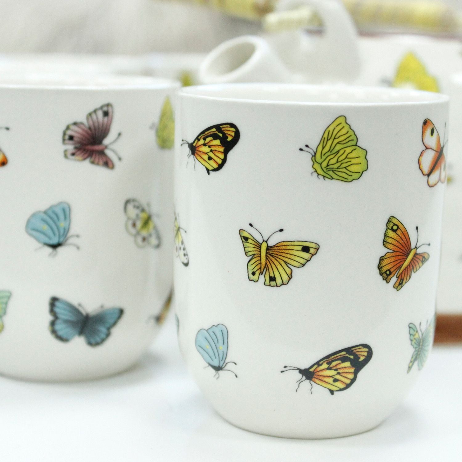 Butterfly Herbal Teapot Set With Six Cups