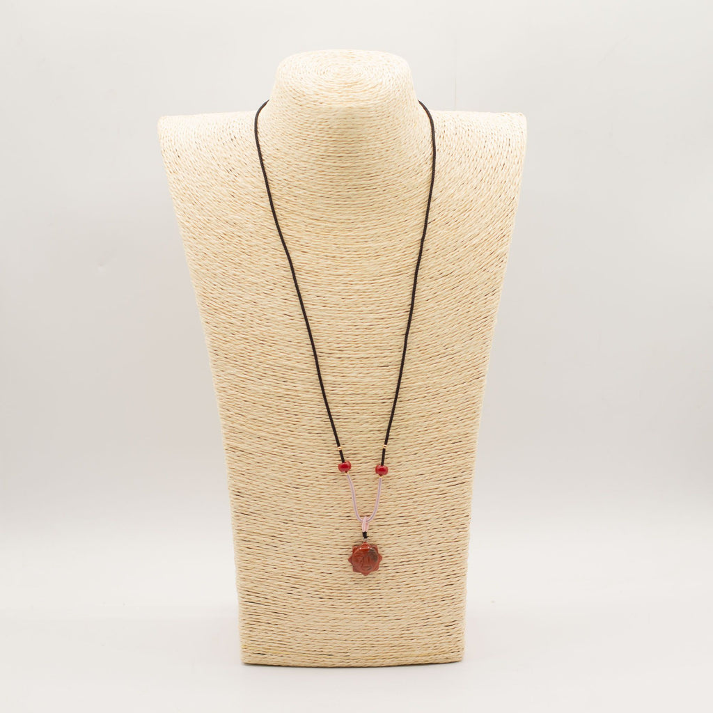 Carnelian Sun Face Cord Gemstone Necklace