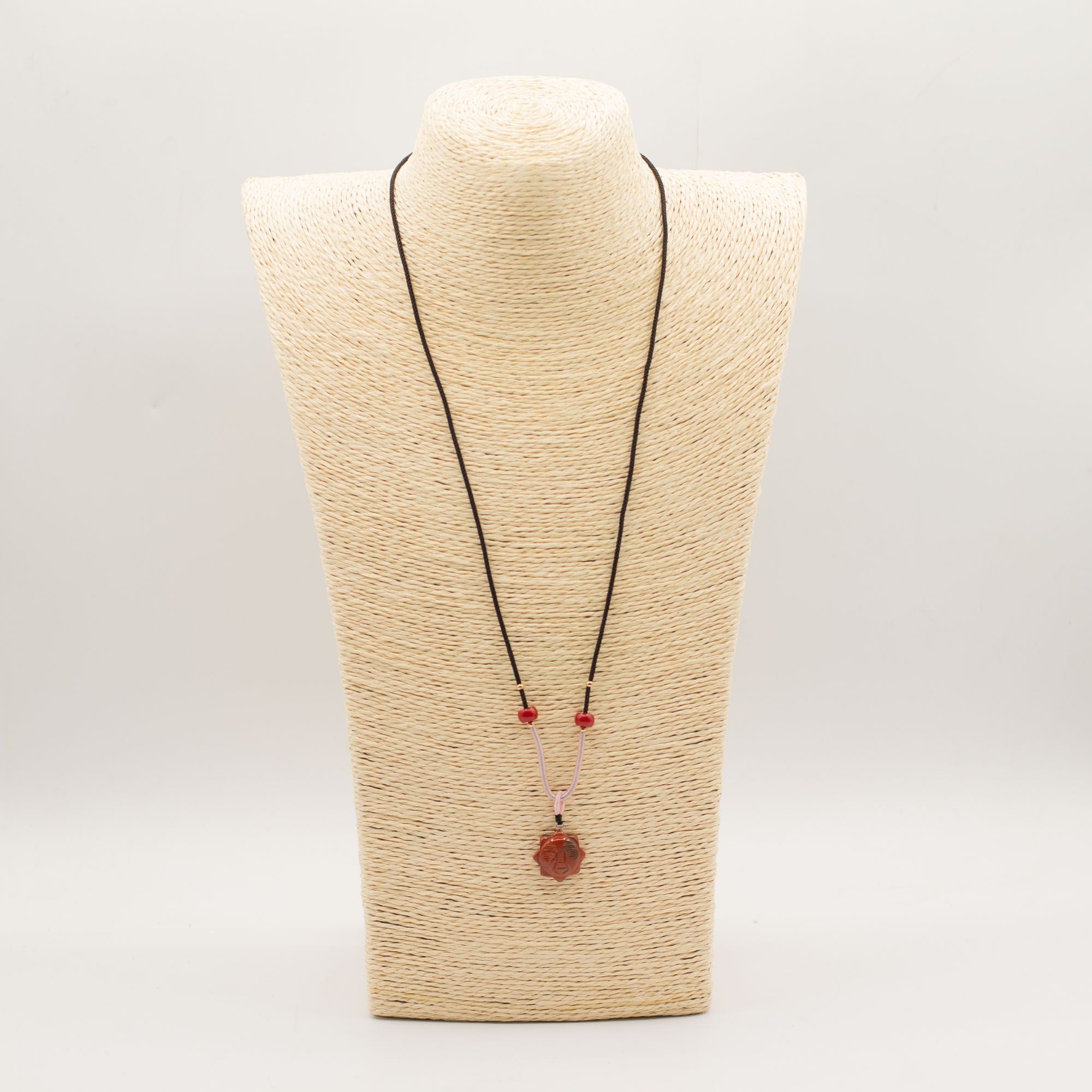 Carnelian Sun Face Cord Gemstone Necklace