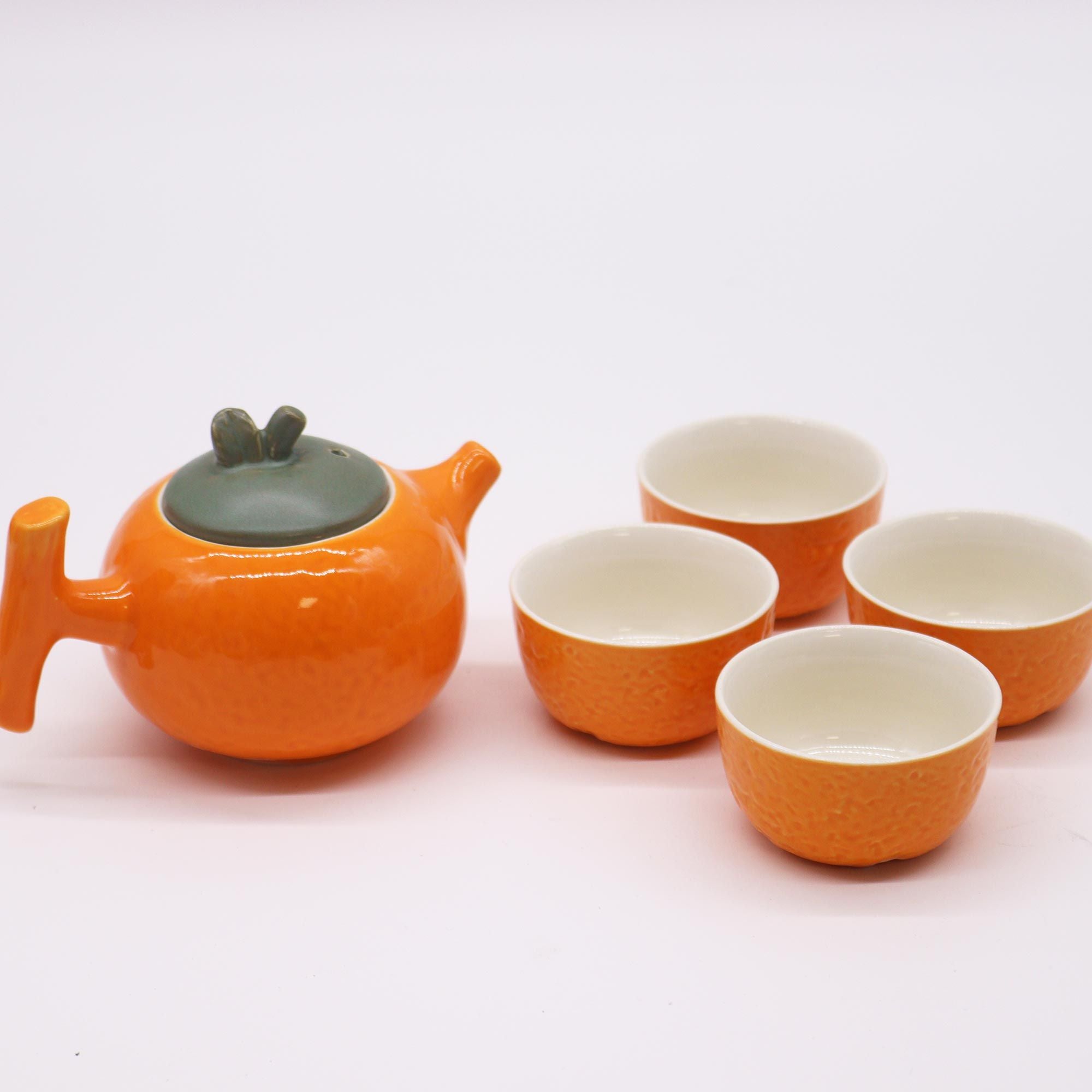 Herbal Orange Teapot Set With Four Cups