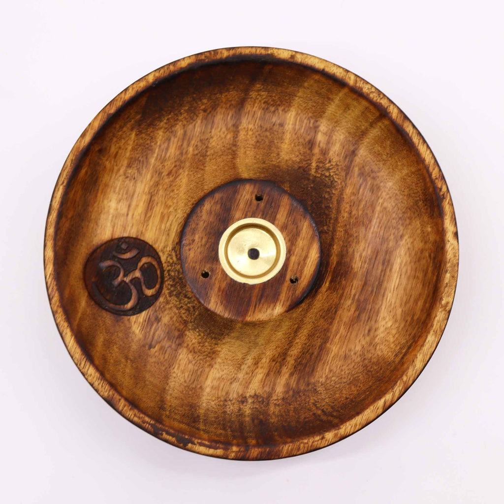 Om Wooden Incense Stick And Cone Burner Disc