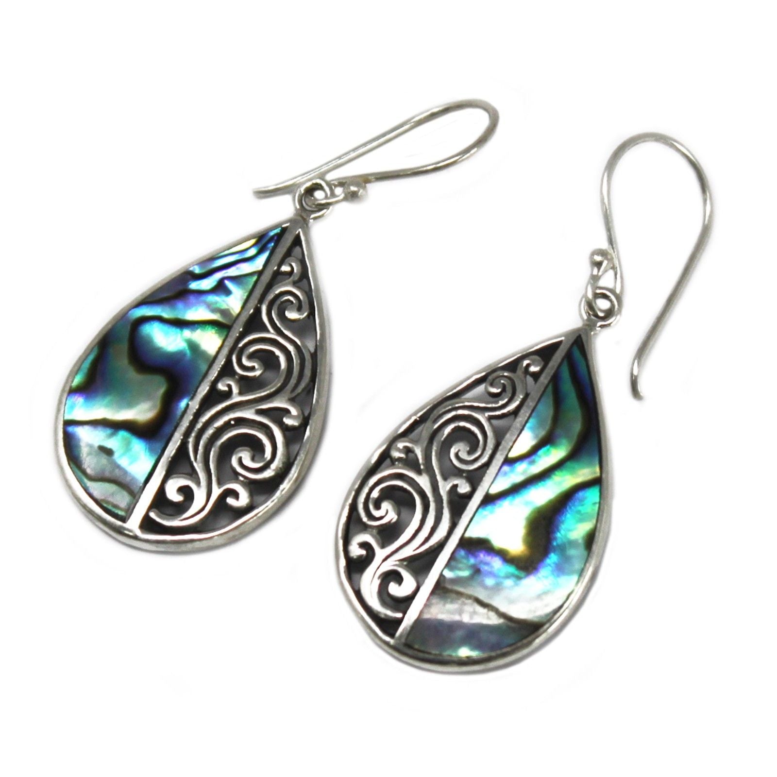 Abalone Teardrop Shell And Silver Earrings
