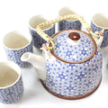 Blue Star Herbal Teapot Set With Six Cups