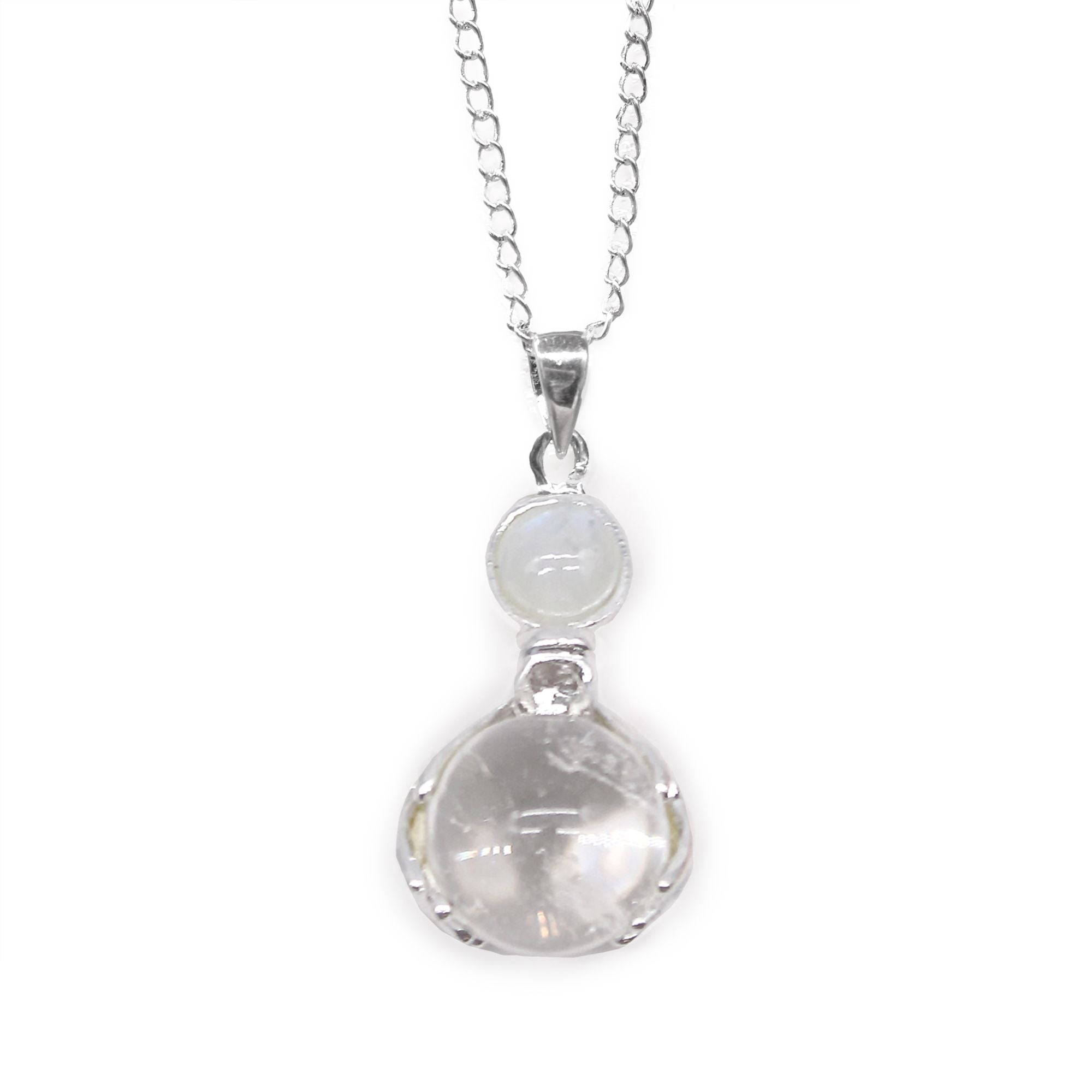 Rock Quartz Healing Hands Gemstone Pendant