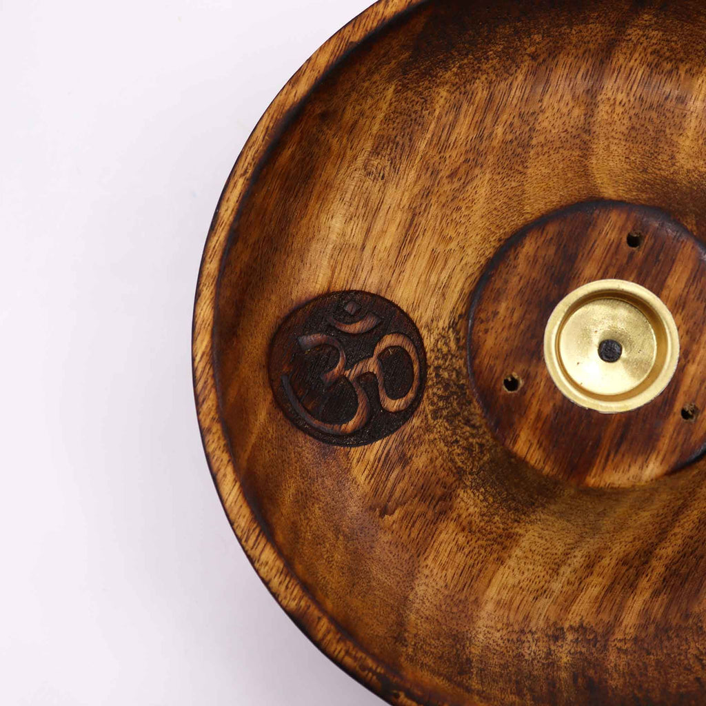 Om Wooden Incense Stick And Cone Burner Disc