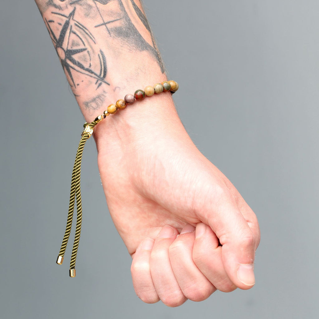 Picasso Jasper Moss String Bracelet - 18K Gold Plated
