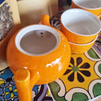 Herbal Orange Teapot Set With Four Cups