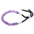Amethyst Black String Bracelet - 925 Silver Plated
