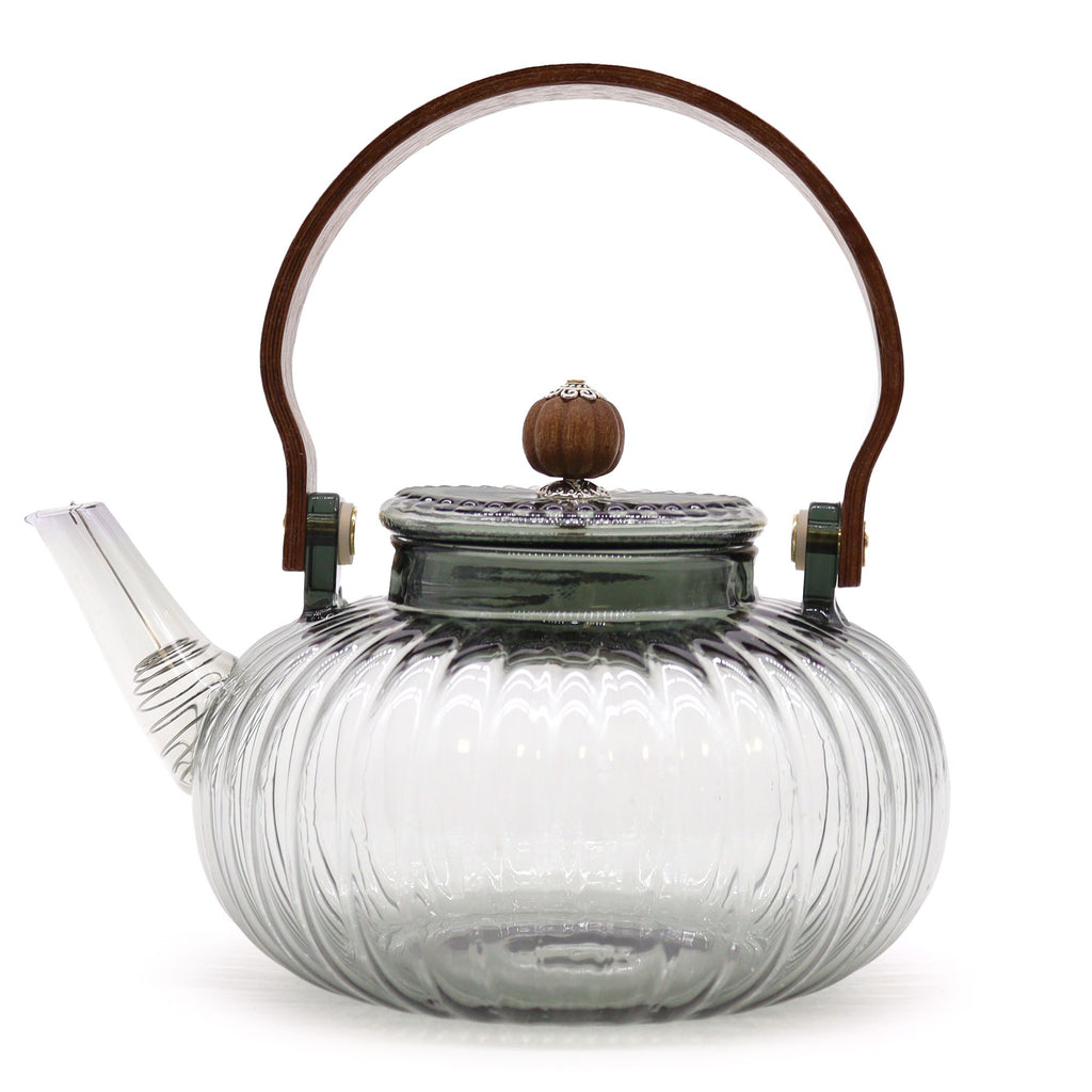 Charcoal Ribbed Pearl Glass Infuser Teapot - 950ml