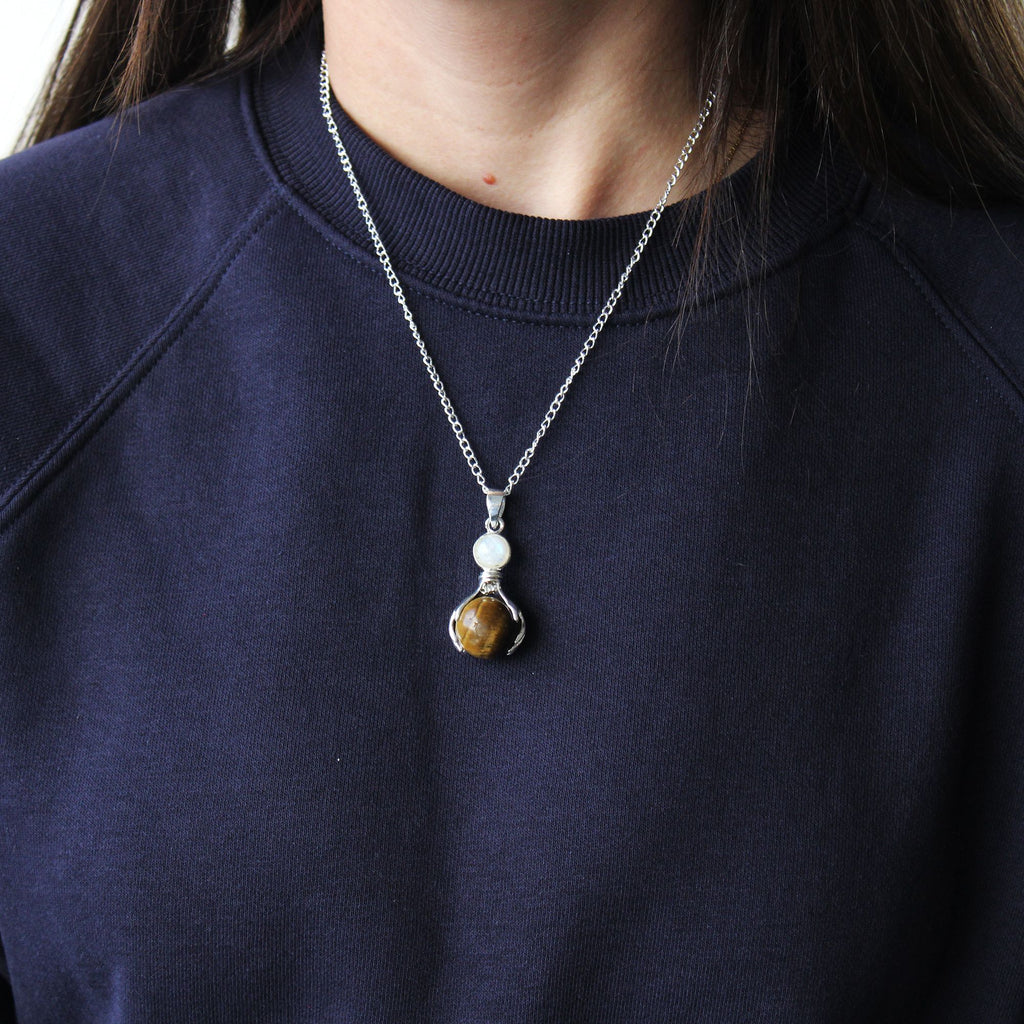 Tiger Eye Healing Hands Gemstone Pendant
