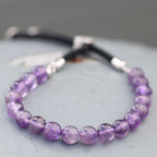 Amethyst Black String Bracelet - 925 Silver Plated