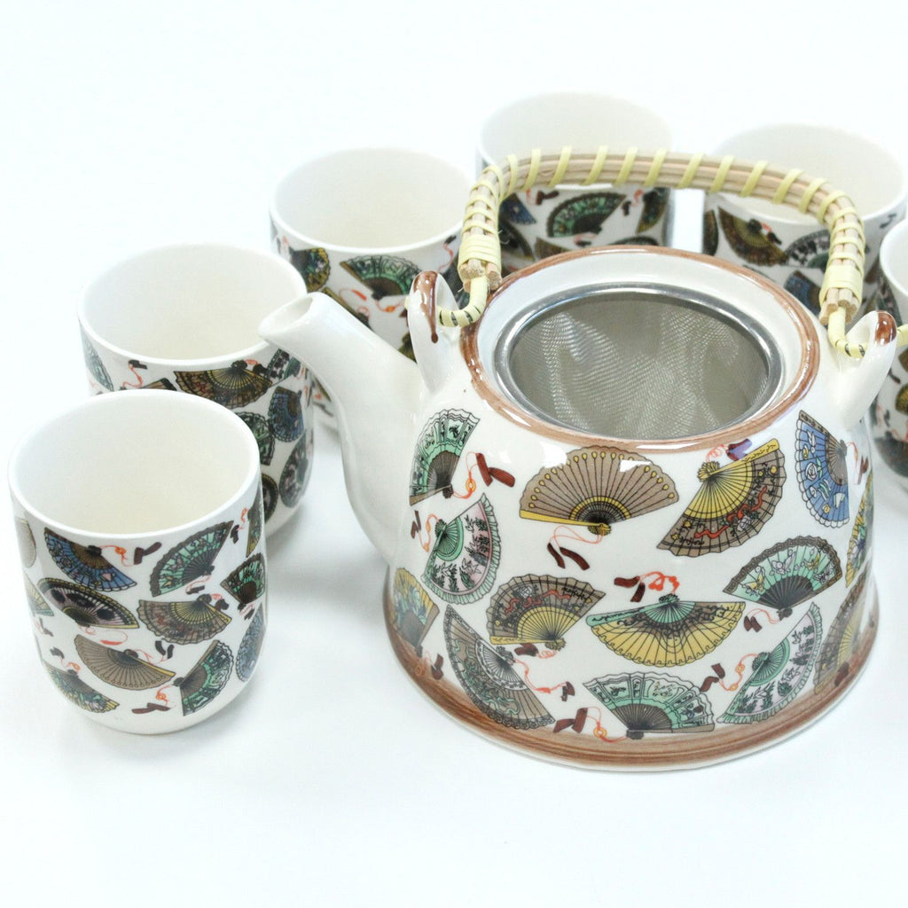 China Fans Herbal Teapot Set With Six Cups