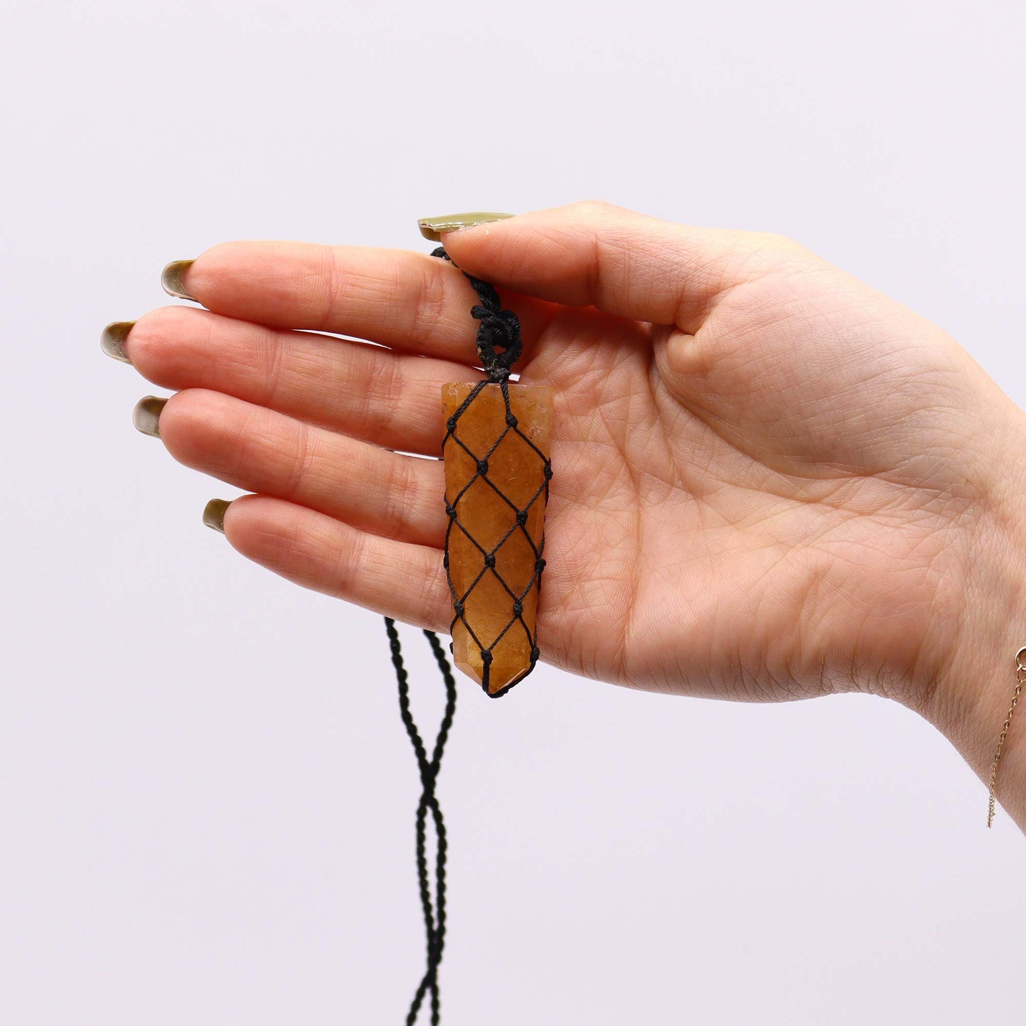 Golden Quartz Laced Gemstone Flat Point Pendant