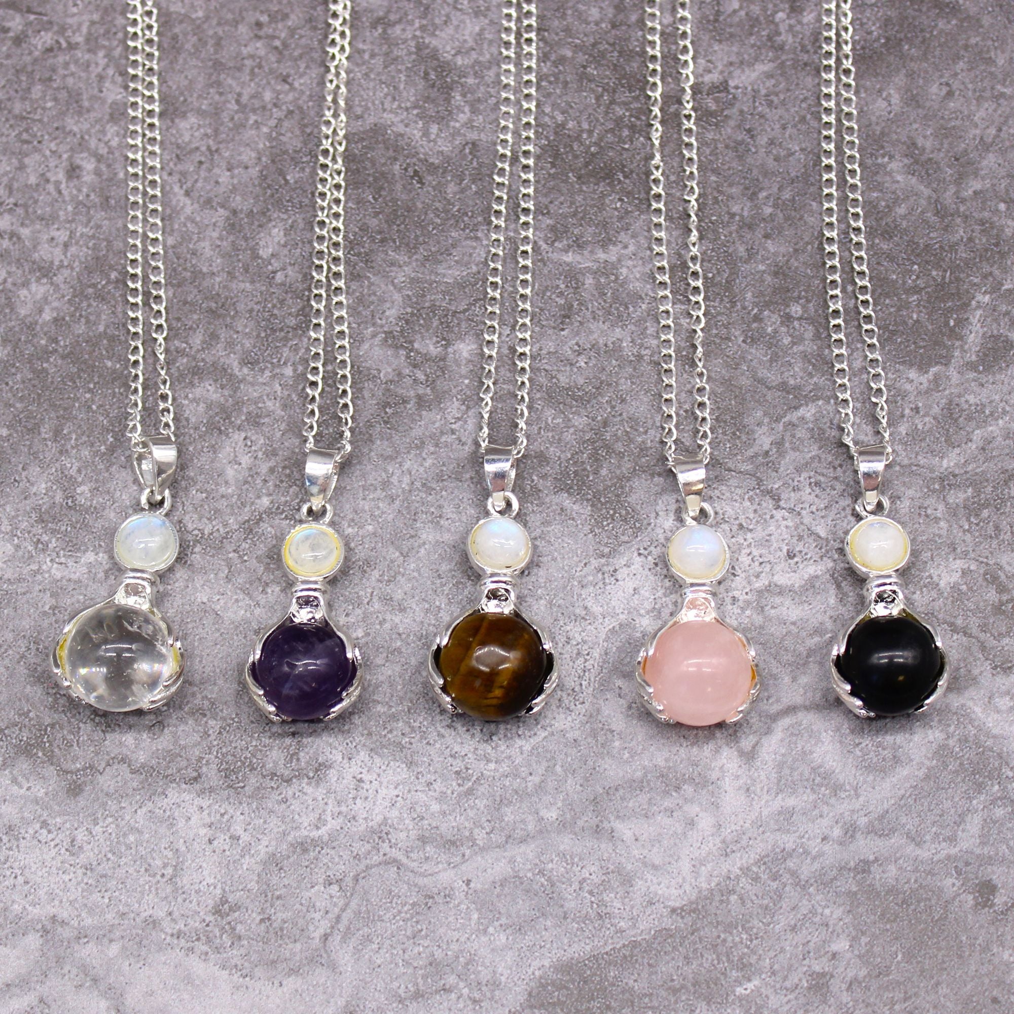 Rose Quartz Healing Hands Gemstone Pendant