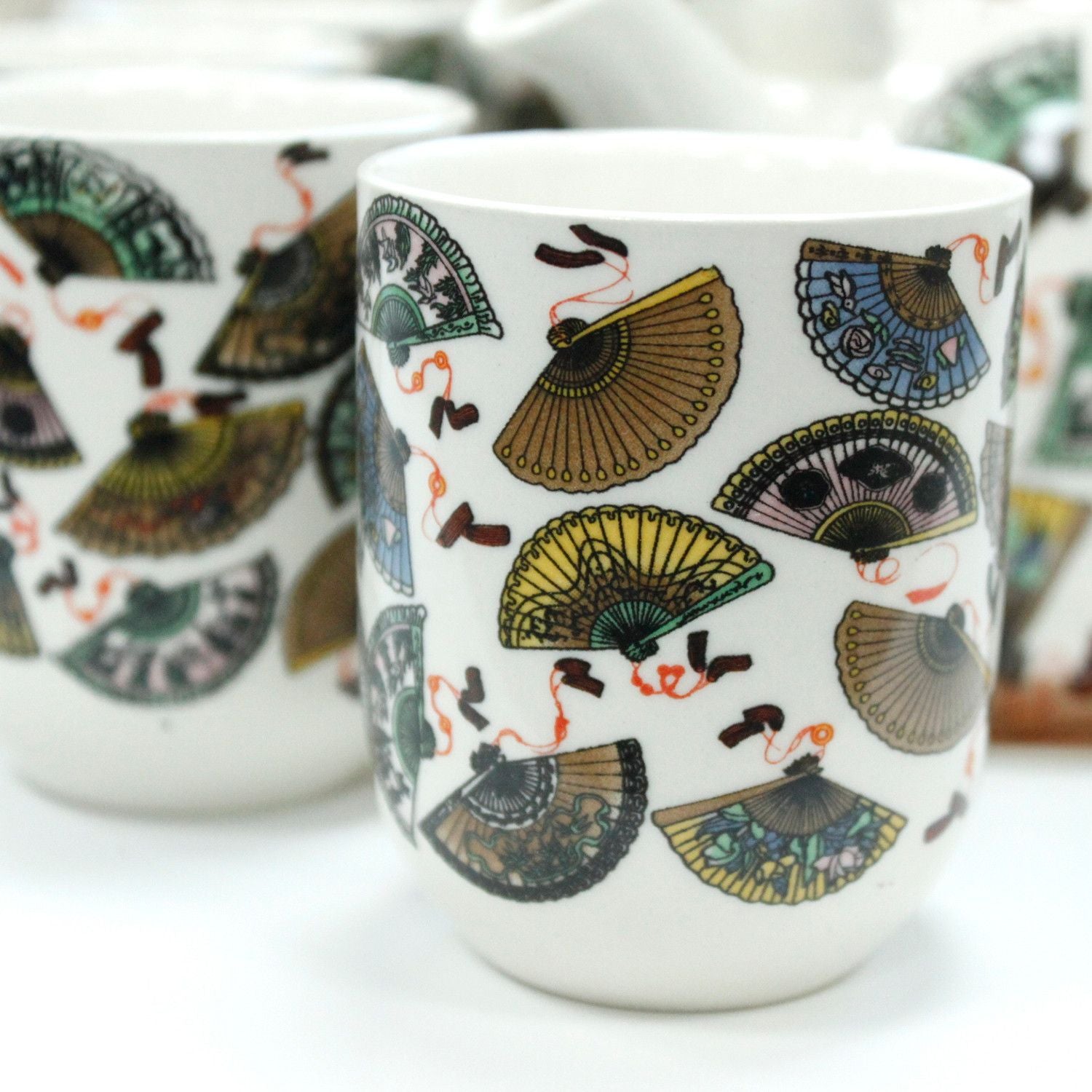 China Fans Herbal Teapot Set With Six Cups