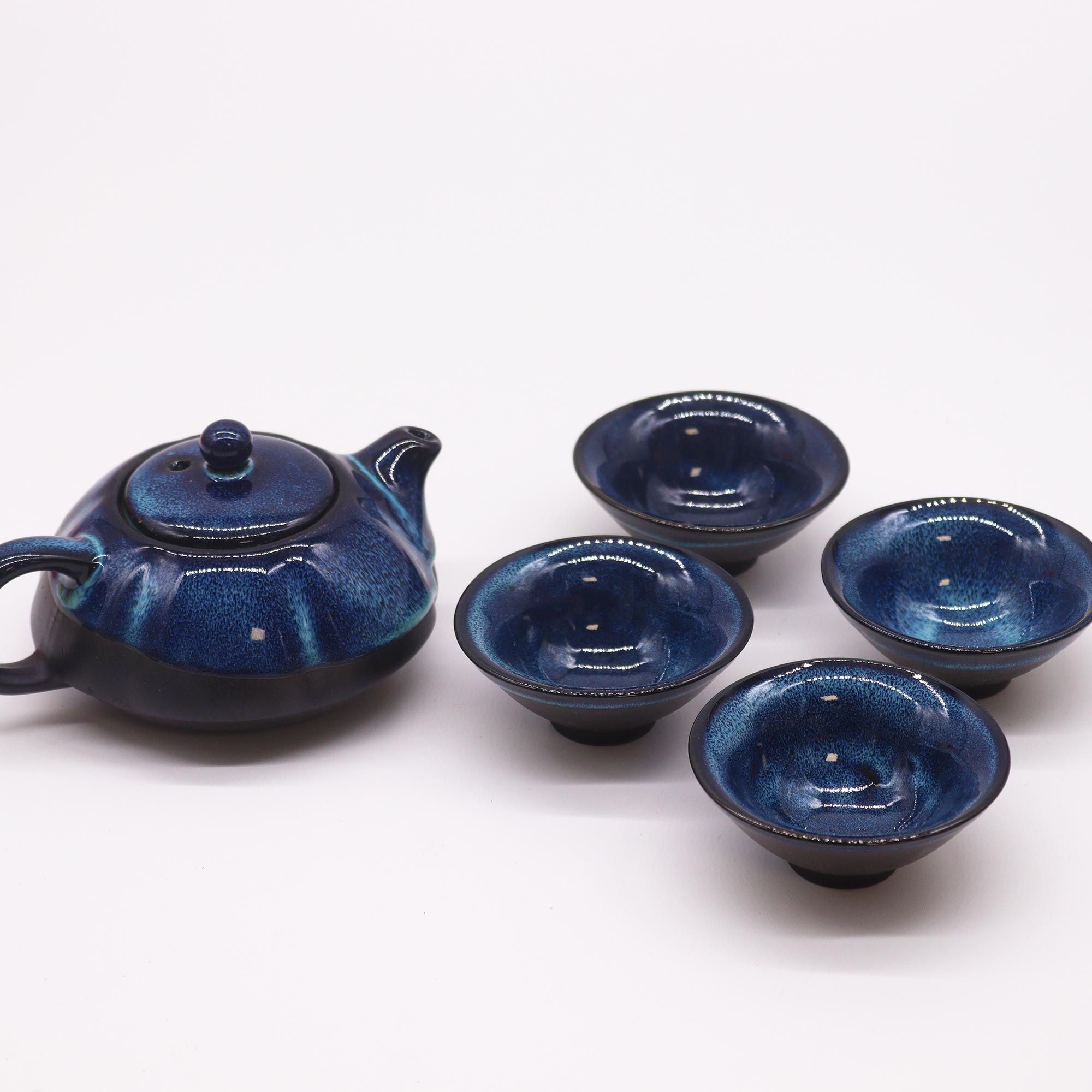 Herbal Blues Teapot Set With Four Cups