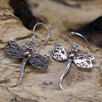 Gold and Silver Dragonfly Earrings