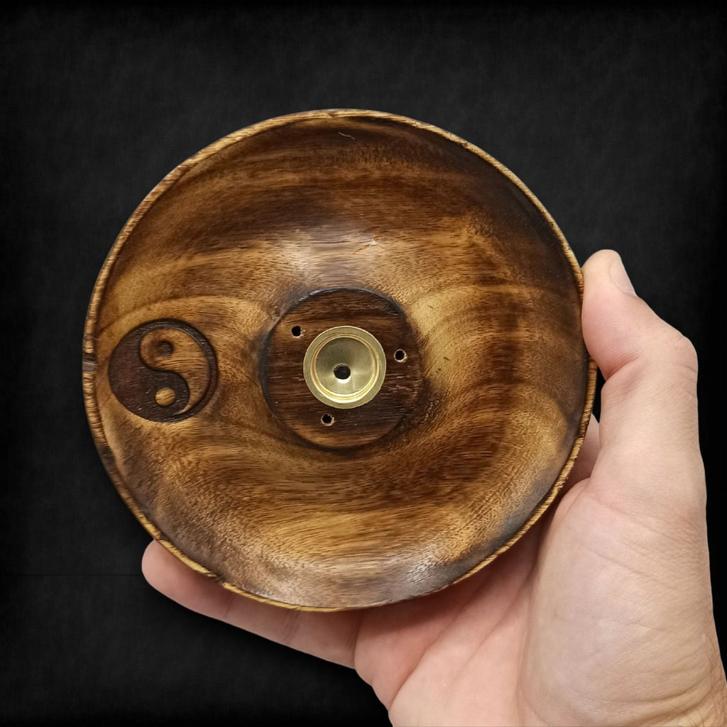 Yin And Yang Wooden Incense Stick And Cone Burner Disc