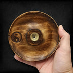 Yin And Yang Wooden Incense Stick And Cone Burner Disc